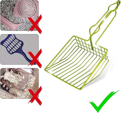 DHXYZZB Cat Litter Scoop, Metal Cat Litter Scooper Kitty Poop Scooper Stand for Litter Box, Fast Sifting Non-Stick Large Cat Poop Sifting cat Scooper