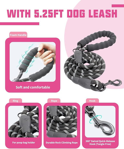 AUROTH Dog Harness and Leash Set, Soft Padded Service Dog Vest with 5.25FT Dog Leash, No Choke, Easy On Pet Vest, Adjustable Reflective No Pull Pet Vest Medium Sized Dog, Easy Walking and Training