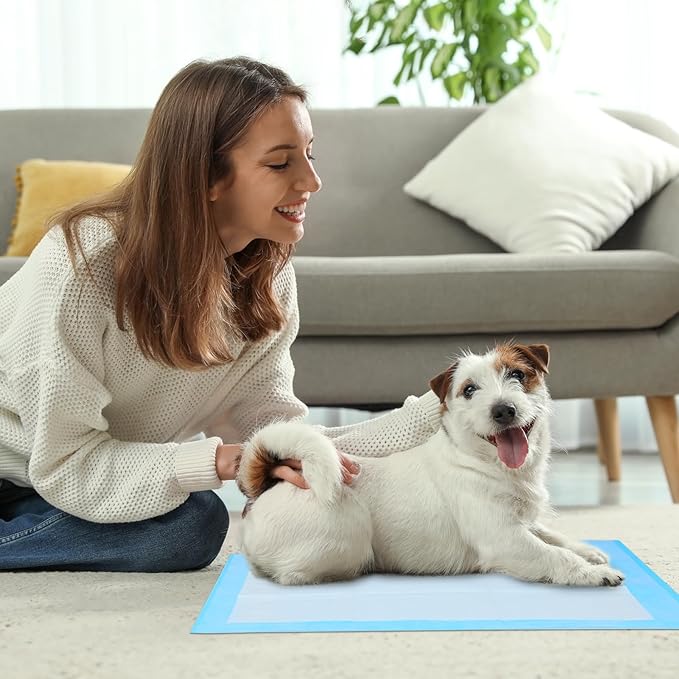 FluffyDream Super Absorbent Waterproof Dog and Puppy Pet Training Pad, Housebreaking Pet Pad,Blue (28"X30"(100PCS))