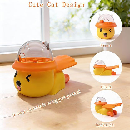 Interactive Dog and Cat Treat Dispenser - Slow Feeder Puzzle Toy for Mental Stimulation (Yellow and Orange)