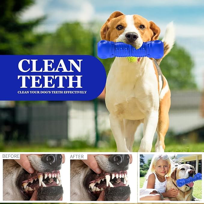Dog Squeaky Toys for Aggressive Chewers, Durable Chew Toys for Large Medium Breed Dog, Tough Dogs Toys with Natural Rubber