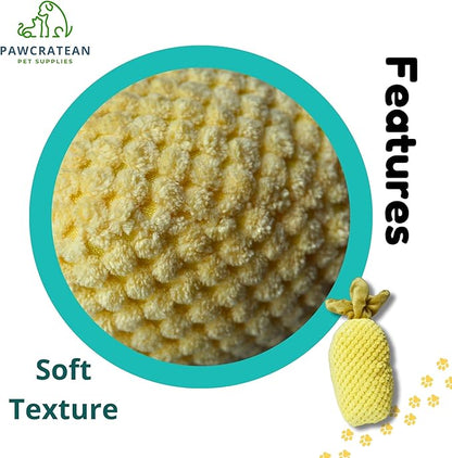 7" Squeaky Plush Toy for Puppies Small Dogs Self Etertainment Washable Soft Made [PET ONLY] (Pineapple)