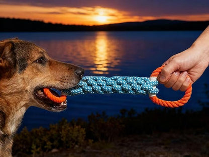 Dog Rope Toy for Large Dogs, Orange & Blue Braided Rope with Round Handles, Durable Dog Chew Toys for Aggressive Chewers, Ideal Big Dog Toys for Tug of War Dog Toy & Teeth Cleaning