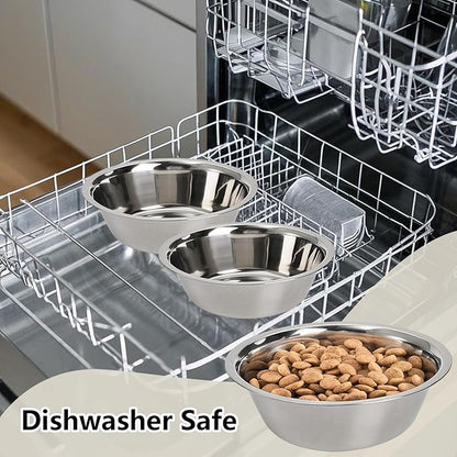 kathson 2 Pack Stainless Steel Dog Bowls, Dog Water and Food Bowl Set, Metal Puppy Bowls, Pet Dishes for Small Dogs and Cats