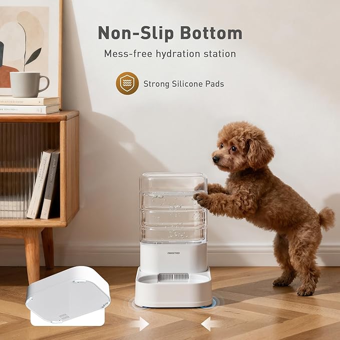 Gravity Dog Water Bowl Dispenser Automatic Pet Water Dispenser for Dogs Gravity Water Bowl for Cats 1 Gallon/3.78L with 6 pcs Filters