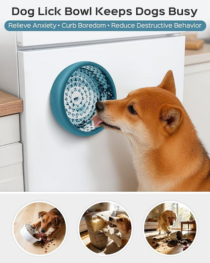 Dog Lick Bowl for Dogs, Lick Mat, Slow Feeder Lick Bowl with Strong Suction, BPA-Free Silicone, Freeze Licking Bowl for Anxiety Relief, Enrichment & Distraction, Dishwasher Safe (Blue, S)