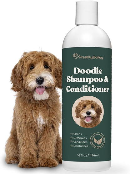 Doodle Shampoo and Conditioner - Best Dog Shampoo for Goldendoodle, Poodles, Doodle Breeds - for Curly & Wavy Coats - Natural Ingredients - Made in USA 16 Fl Oz