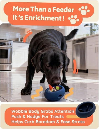 2-in-1 Dog Enrichment Toy & Slow Feeder - Interactive Freeze Licking Bowl and Treat Dispenser for Dogs, Relieves Boredom and Anxiety, Navy Blue