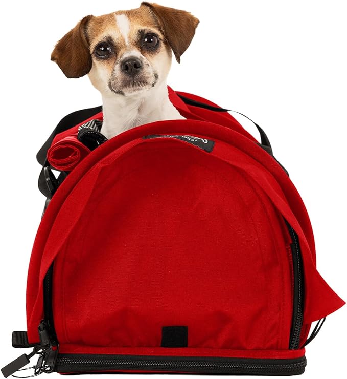 SturdiBag Pro 3.0 Pet Travel Carrier for Cats and Dogs – Soft-Sided with Safety Clips and Seatbelt Straps for Airplane or Car Travel | Small, Red