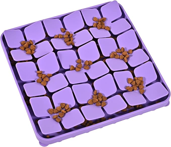 Silicone Snuffle Mat for Dogs, Interactive Dog Puzzle Feeder Sniffing Mat, Dog Licking Mat Enrichment Puzzle Mat for Small Medium Large Breed Dogs Rabbit (Purple)