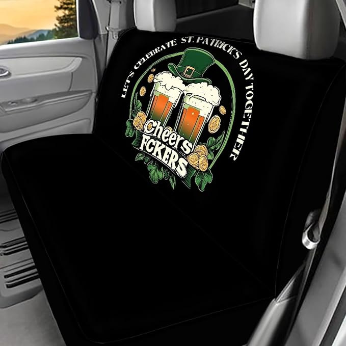 AFPANQZ Saint Patrick Car Seat Cover for Rear Bench Seats Polyester Fabric Protects Against Dirt Pet Fur Dog Hair, Easy to Install with Universal Fit for Cars Trucks and SUV