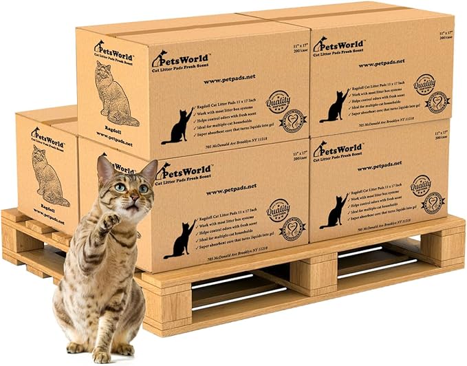 PetsWorld Universal Fit Cat Pad Refills for Litter Box, Fresh Scent, Odor Control, 1200 Count