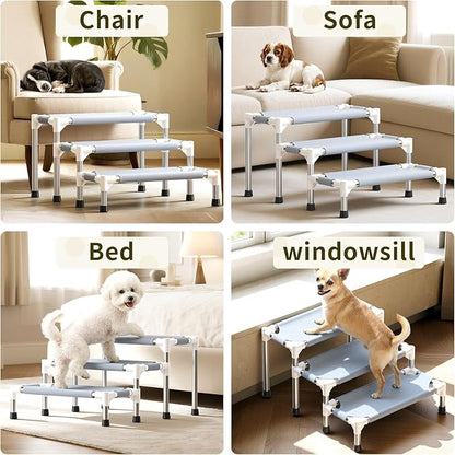 13 Inch Dog Stairs - 3 Tiers Non-Slip Dog Steps for Small Dogs, Cats & Senior Pets, Joint-Friendly Pet Steps for Bed Sofa Car, Stable Anti-Skid Bottom Pet Ladder