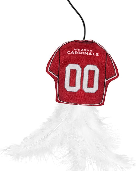 NFL Arizona Cardinals Team Jersey Wand with CAT NIP, Cat Toy Jersey Shaped Plush Teaser Toy for Cats & Kittens - Interactive Pet Toy for Play & Exercise