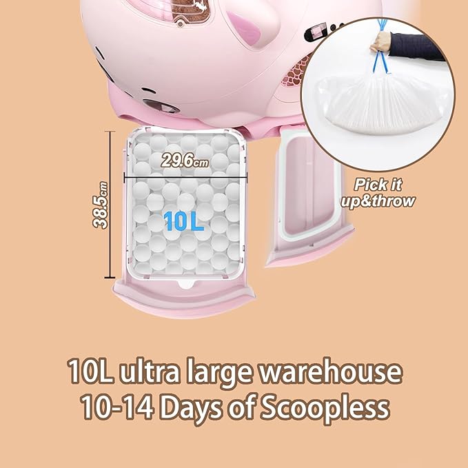 Automatic Cat Litter Box Self Cleaning with AI & 21 Sensors,Extra Large 80L, for Large Cats & Multiple Cats, Dual Odor Control, Low-Entry Design, Quiet Motor, APP Control (White)