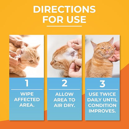 Antibacterial & Antifungal Medicated Wipes for Dogs and Cats – 100 Count - Chlorhexidine Wipes with Ketoconazole for the Treatment of Rashes, Skin Infections, Itchy Paws, and Pet Acne