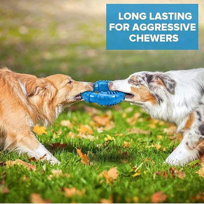 Dog Chew Ring Toy, Though, Durable and Non Toxic Blue Rubber Dog Toys, Interactive Dental Teething Toy for Large Dogs, Aggressive Chewers Large Breed, Fun to Chew, (Blue), 1 Count (Pack of 1)