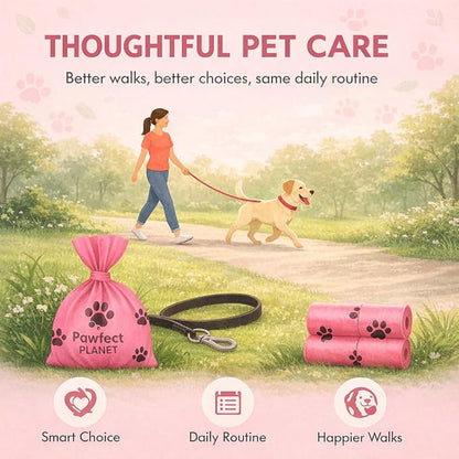 Dog Poop Bags 270 Count Pink, Poop Bags for Dogs, Extra Strong Leak Proof Scented Odor Control Dog Waste Bags, 18 Rolls with Paw Print, Fits Most Dispensers