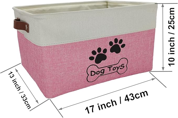 Large Dog Toy Basket Collapsible Dog Toy Box Shape Keeping Rectangle Dog Toy Bin for Pet Toys, Accessories