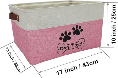 Large Dog Toy Basket Collapsible Dog Toy Box Shape Keeping Rectangle Dog Toy Bin for Pet Toys, Accessories