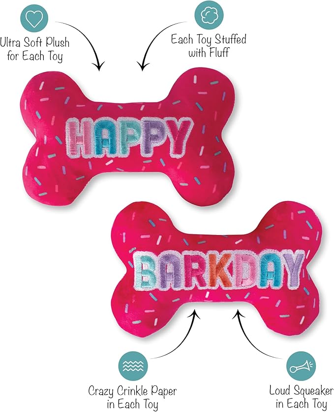 Fringe Studio Plush Dog Toy, It's My Barkday, Pet Shop Collection (314226)