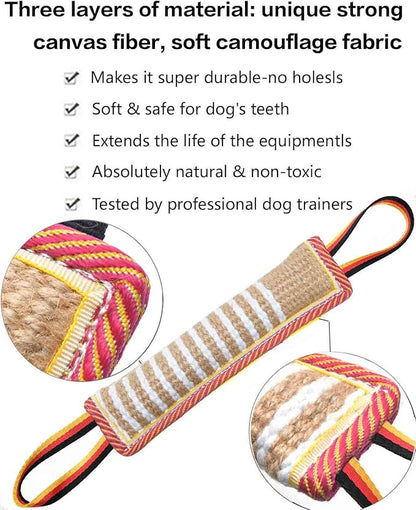 Clysoru Dog Tug Toy Tough Jute Bite Pillow Lasting Training Equipment Puppy to Large Dogs Interactive for Large and Small