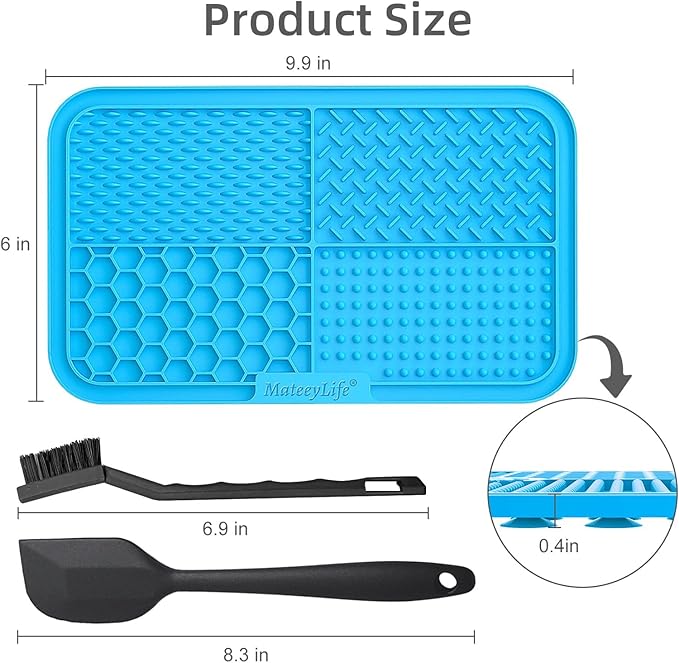 MateeyLife 2PCS Large Lick Mat for Dogs with Suction Cups, Slow Feeder Bowls, Cat Lick Mat for Anxiety Relief, Dog Toys to Keep Them Busy, Enrichment Toys for Bathing, Cat Licking Pad for Boredom