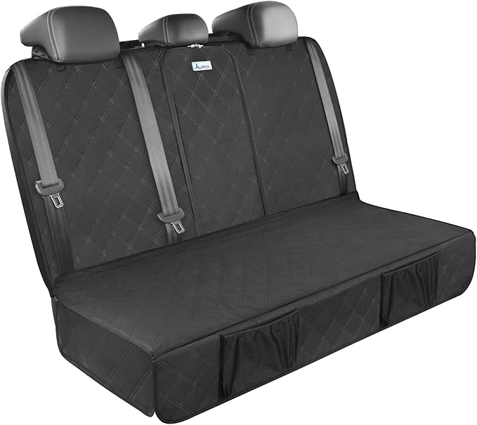ALLANSING Upgraded 900D Heavy Duty Dog Back Bench Seat Cover, Car Seat Protector, Fits Compact Cars & SUVs, 3 Seatbelts & Armrest Compatible, Waterproof Nonslip Pet Backseat Cover for Dogs & Kids