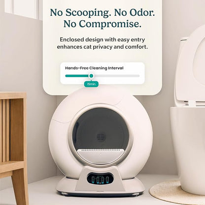 Petcove – Automatic Self Cleaning Litter Box – PurrTek Smart Automatic Litter Box for Multi-Cat Homes with Smart App Control (5GHz Wi-Fi), Triple Odor Control Quiet Operation & Advanced Safety Sensors