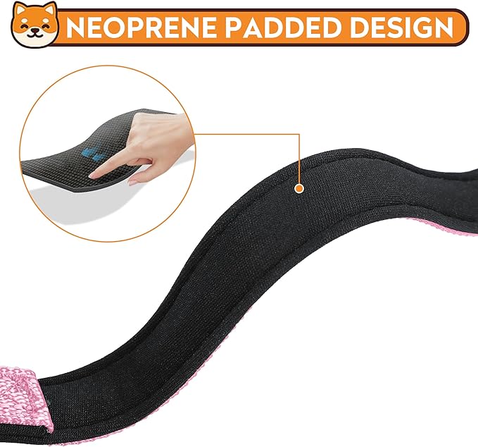 Reflective Dog Collar, Adjustable Soft Neoprene Padded Nylon Pet Collars with Buckle for Puppy and Small Dogs, Cats, Light Pink,XS