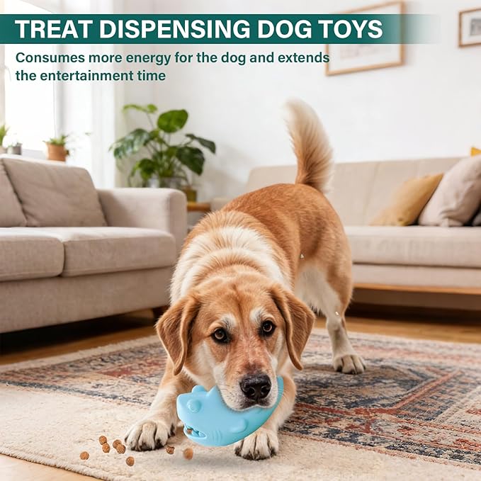 Treat Dispensing Dog Toys for Aggressive Chewers – Durable Natural Rubber Chew Toys for Medium/Large Dogs, Interactive Enrichment Toy Relieves Boredom, Anxiety & Cleans Teeth, Dishwasher Safe