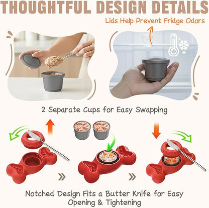 3-in-1 Enrichment Dog Toy for Aggressive Chewers, Frozen Treat Toy & Interactive Treat Dispenser with Peanut Butter Grooves, Long Lasting Chew Toy for Large Dogs, Easy to Clean, Red