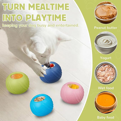 Long-Lasting Dog Lick Toy, Wobbly Dog Enrichment Lick Bowl to Keep Dogs Busy, Interactive Stuffable Dog Treat Feeder for Boredom, Silicone Treat Dispensing Chew Toy(Green,L)