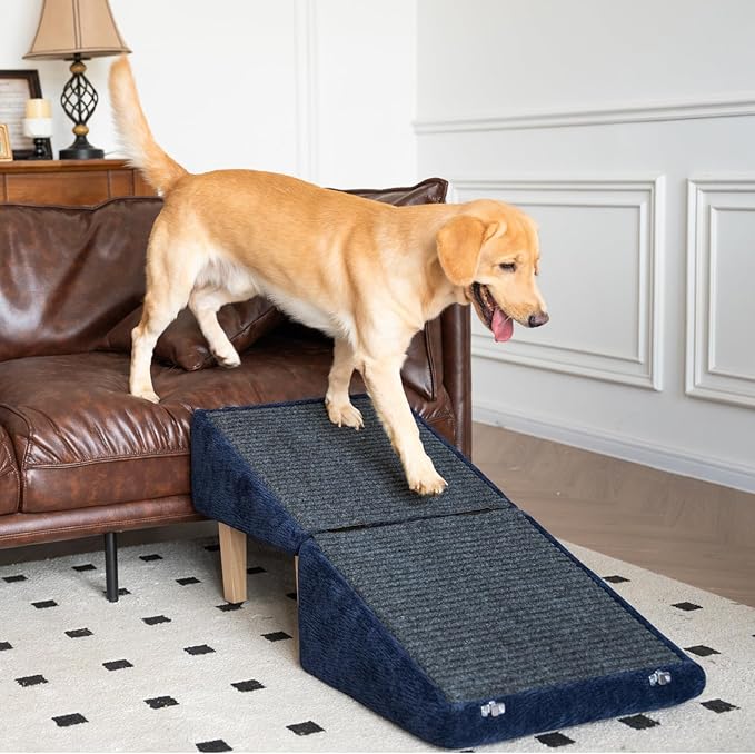 3-in-1 Dog Ramp 18.9"×17.7"×18.9" with Storage – Pet Stairs for Senior & Injured Dogs & Cats, Hidden Storage Footstool, Ottoman Anti-Slip, Supports 220 lbs for Beds & Sofas