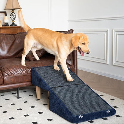 3-in-1 Dog Ramp 18.9"×17.7"×18.9" with Storage – Pet Stairs for Senior & Injured Dogs & Cats, Hidden Storage Footstool, Ottoman Anti-Slip, Supports 220 lbs for Beds & Sofas