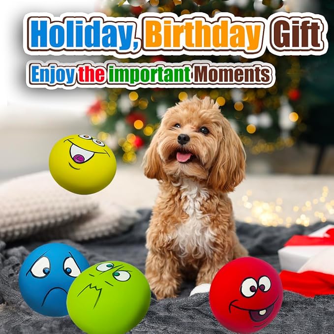 Squeaky Dog Toys for Small Dogs 2.2", Flat Squeaky Dog Balls Small Dog Toy Ball, Latex Dog Squeaky Toys Ball Indoor, Outdoor