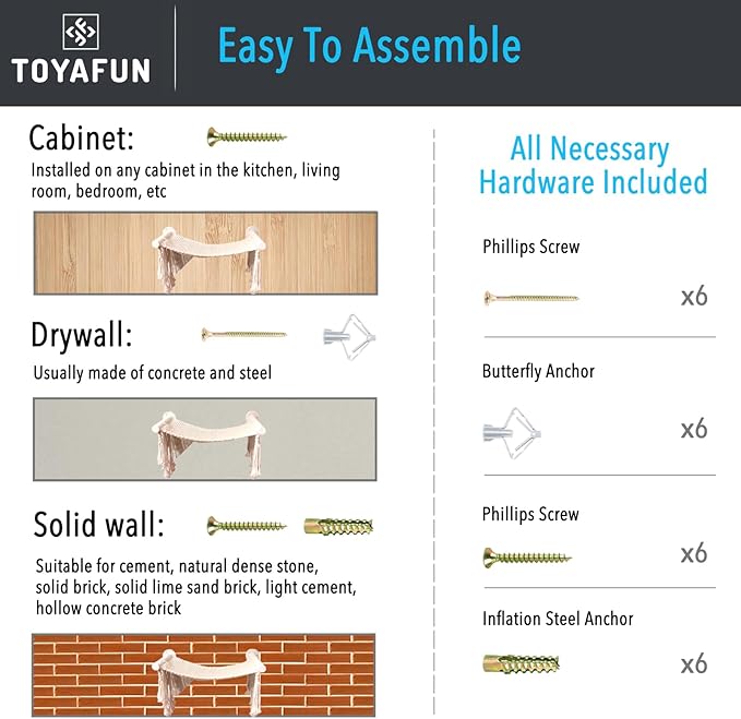 Cat Wall Shelves, Perches, Hammocks, Beds - Solid Metal Frame for Sleeping, Playing, Climbing, Lounging