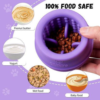 Treat Dispensing Dog Toy, Long-Lasting Interactive Puzzle Toys for Dogs, Stuffable Dog Enrichment Frozen Lick Treat Toy for Boredom, BPA Free Silicone Fetch Catch Chew Toy (Purple,M)