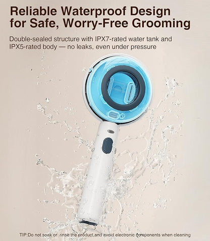 Sham Sham Cat Brush for Shedding, Self-Cleaning Cat Steam Brush, Anti-Static Massage Comb, 500mAh Rechargeable, IPX7 Waterproof Pet Grooming Tool for Cats