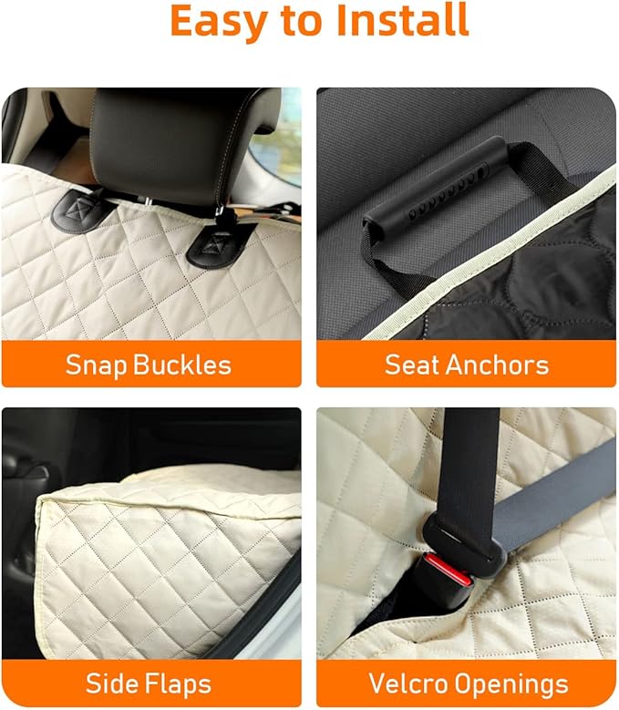 PETICON Waterproof Scratchproof Pet Bench Seat Covers for Cars, SUVs, Nonslip Durable Back Seat Cover for Dogs, Washable Backseat Protection