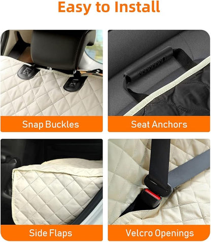 PETICON Waterproof Scratchproof Pet Bench Seat Covers for Cars, SUVs, Nonslip Durable Back Seat Cover for Dogs, Washable Backseat Protection