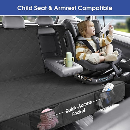 ALLANSING Upgraded 900D Heavy Duty Dog Back Bench Seat Cover, Car Seat Protector, Fits Full Size Trucks, 3 Seatbelts & Armrest Compatible, Waterproof Nonslip Pet Backseat Cover for Dogs & Kids