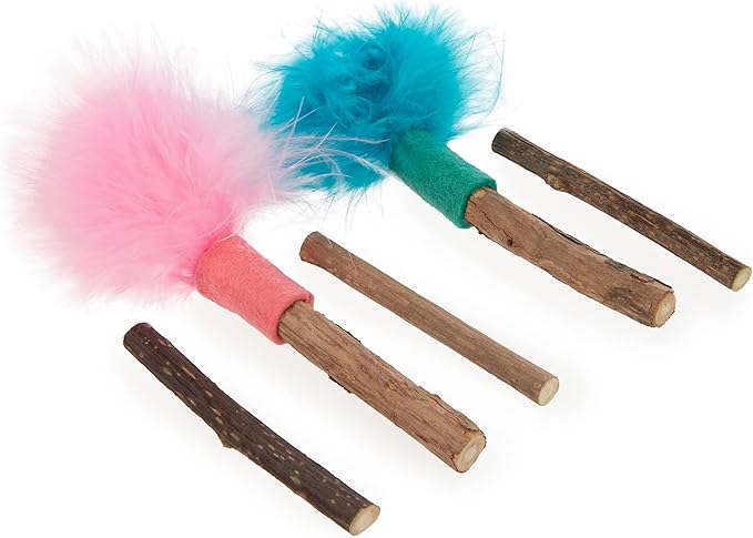 SmartyKat (5 Count) Silly Silver Stix Natural Silvervine Cat Toys - Blue/Pink, One Size