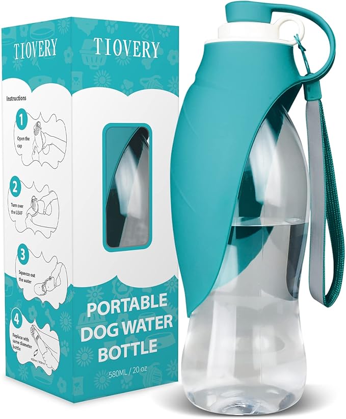 TIOVERY Dog Water Bottle for Walking, Pet Water Dispenser Feeder Container Portable with Drinking Cup Bowl Outdoor Hiking, Travel for Puppy, Cats, Hamsters, Rabbits and Other Small Animals 20 OZ