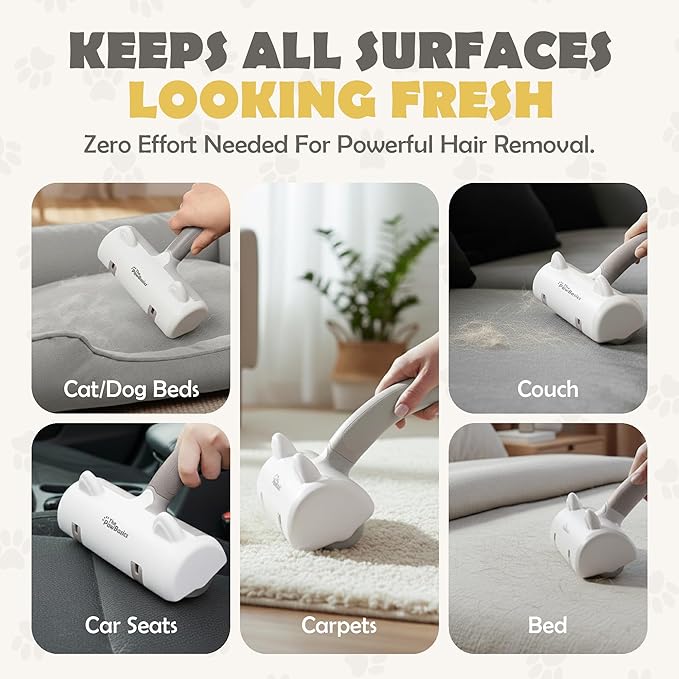 Pet Hair Remover Roller - Reusable Lint Roller for Dog and Cat Hair, Easy to Clean Electrostatic Pet Hair Removal Tool with Ergonomic Grip for Bedding, Couch, Carpet and Car Interiors