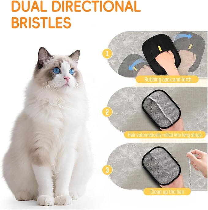 Pet Hair Remover Gloves for Cats & Dogs, Reusable Cat Dog Electrostatic Hair Remover Grooming Glove Tool-2PS