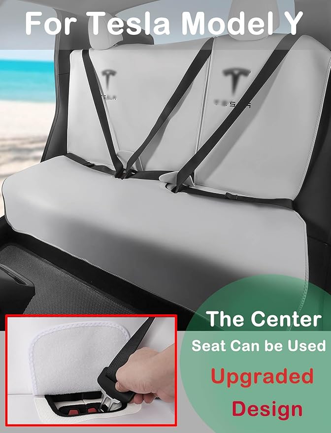 for Tesla Model Y Rear Seat Cover Dogs Protector Covers Kit Mats,Neoprene Waterproof,Sweat, Odors, Spills & Pets - Odor-Resistant,Easy to Clean Athletic Car Seat Protector