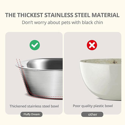 FluffyDream Elevated Pet Bowls,[Prevention of Vertebrae Disease] Non-Slip Pet Bowl with Stainless Steel Bowl,High Capacity Pet Food Bowls (DarkBlack, M (540ML / 2 Cups))