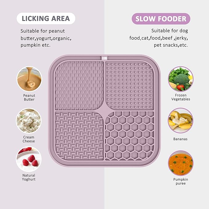 2 Pack Lick Mat for Dogs,Cats,Upgraded 8.5×8.5 inches Licking Mats with Suction Cups,Slow Feeder Licking Pad for Anxiety Relief and Boredom Reducer,Suitable for Dog Training Set 4