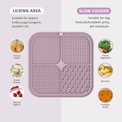 2 Pack Lick Mat for Dogs,Cats,Upgraded 8.5×8.5 inches Licking Mats with Suction Cups,Slow Feeder Licking Pad for Anxiety Relief and Boredom Reducer,Suitable for Dog Training Set 4